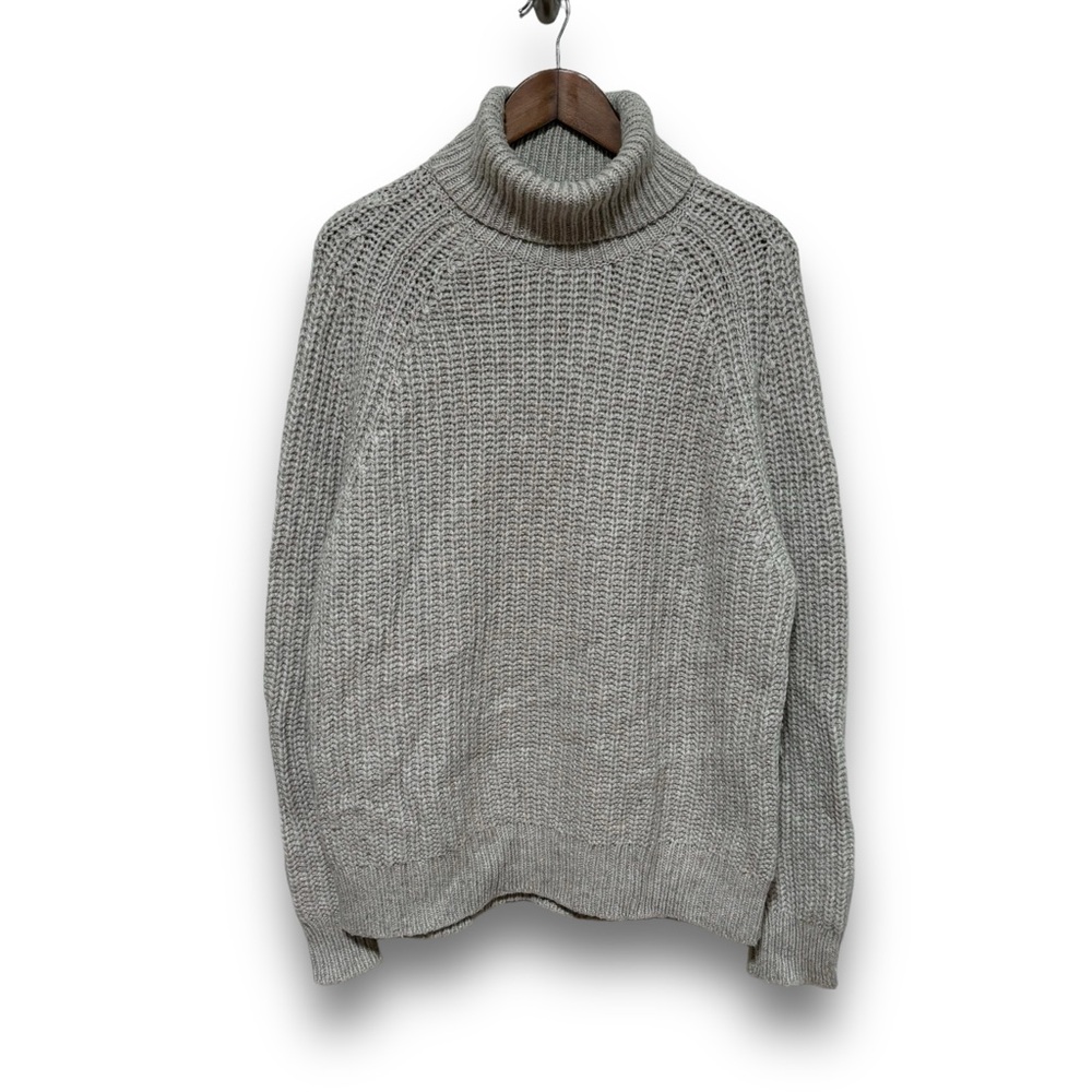 AllSaints Women's Wool Yak Blend Knit Funnel Turtleneck Sweater Beige L 22x27